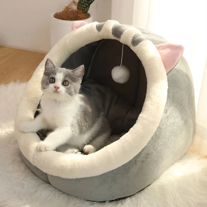 Lit grotte pliable et lavable pour chat et petit chien — sac de couchage cave