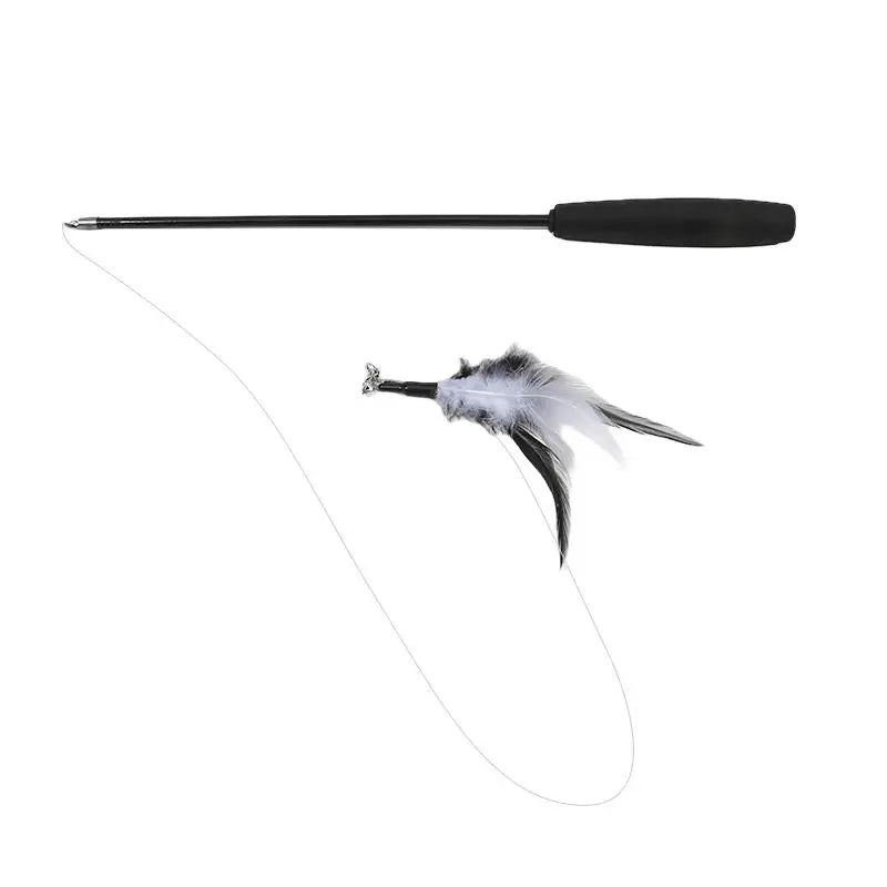 Interactive Cat Feather Toy Feather Teaser Stick Wand Pet Retractable Feather Bell Refill Replacement Catcher Product for Kitten