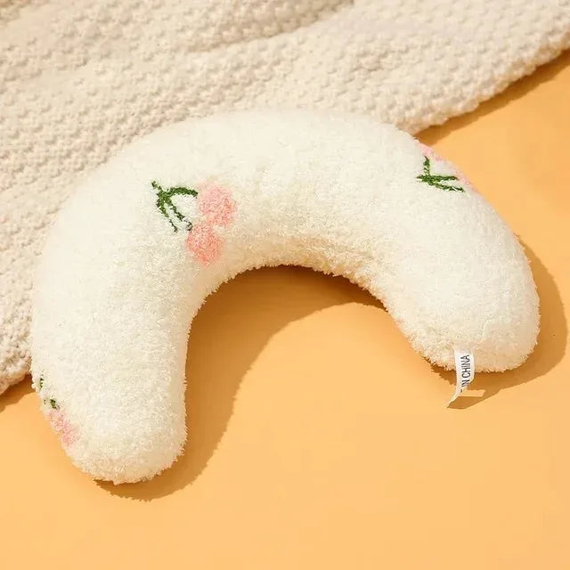 U-Shaped Pet Pillow Soft Plush Neck Support Cushion with Cute Embroidery for Cats Dogs Small Pets Sleeping Rest