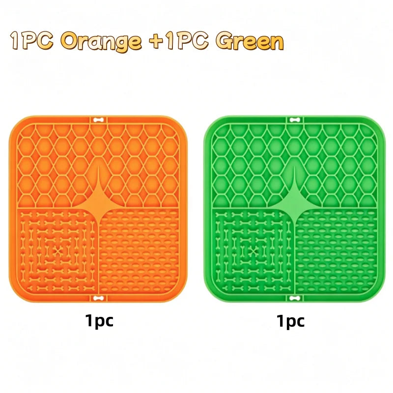 Tapis à lécher en silicone pour chien – Alimentation lente, distraction bain, ventouse