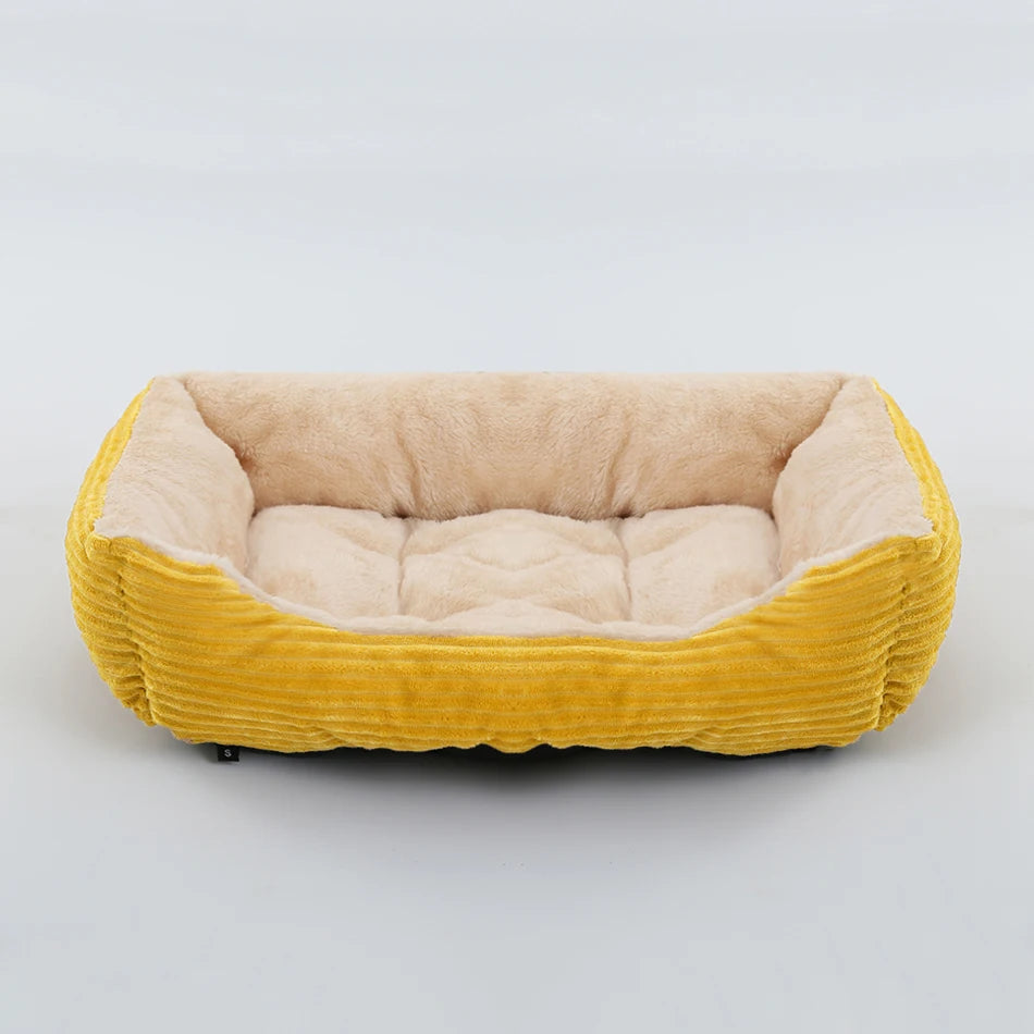 Lit canapé carré en peluche apaisant hiver pour petits et moyens chiens et chats