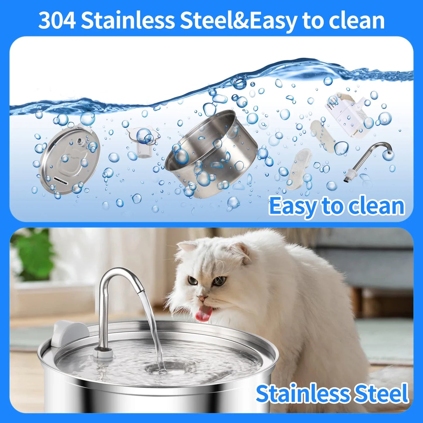 Fontaine à eau automatique en acier inoxydable pour chat et chien – Distributeur intelligent