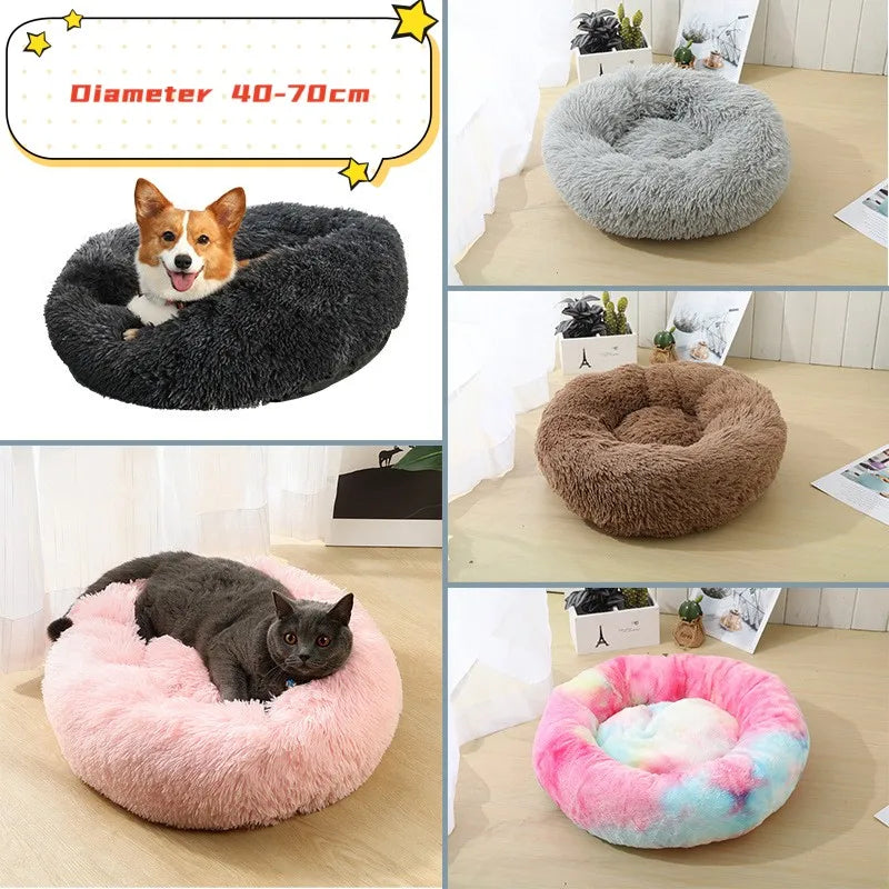 Lit donut super doux lavable pour chat et chien — confort hivernal optimal
