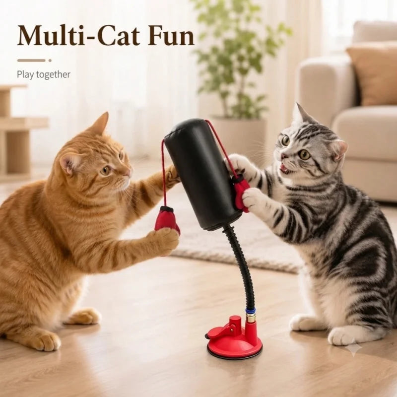 Interactive Cat Speed Bag Toy with Spring Gooseneck Self-Play Boxing Toy Relieves Boredom Exercise Training Gift for Kittens