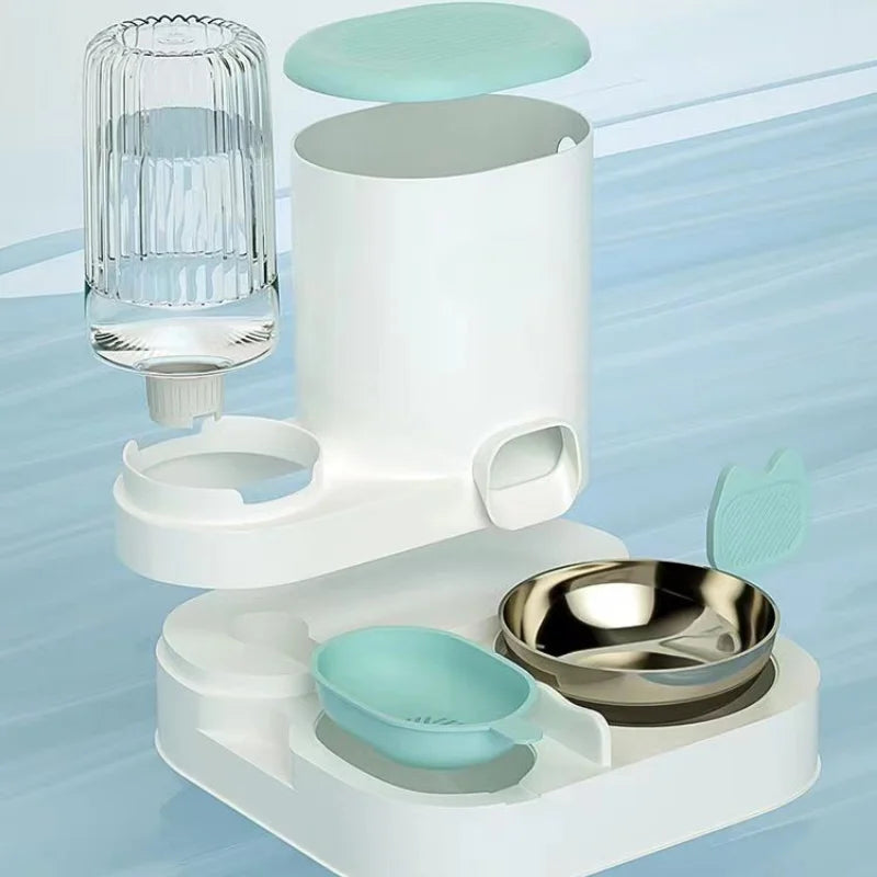 Bol distributeur automatique intégré nourriture et eau pour chats et chiens