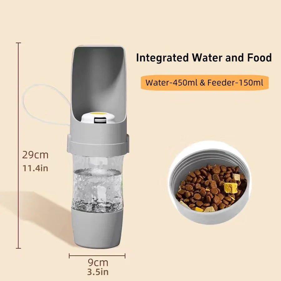Portable Dog Cat Water Bottle with Storage Food and Water Container for Puppy Pets Dogs Feeder Bowl Outdoor Travel Pet Supplies