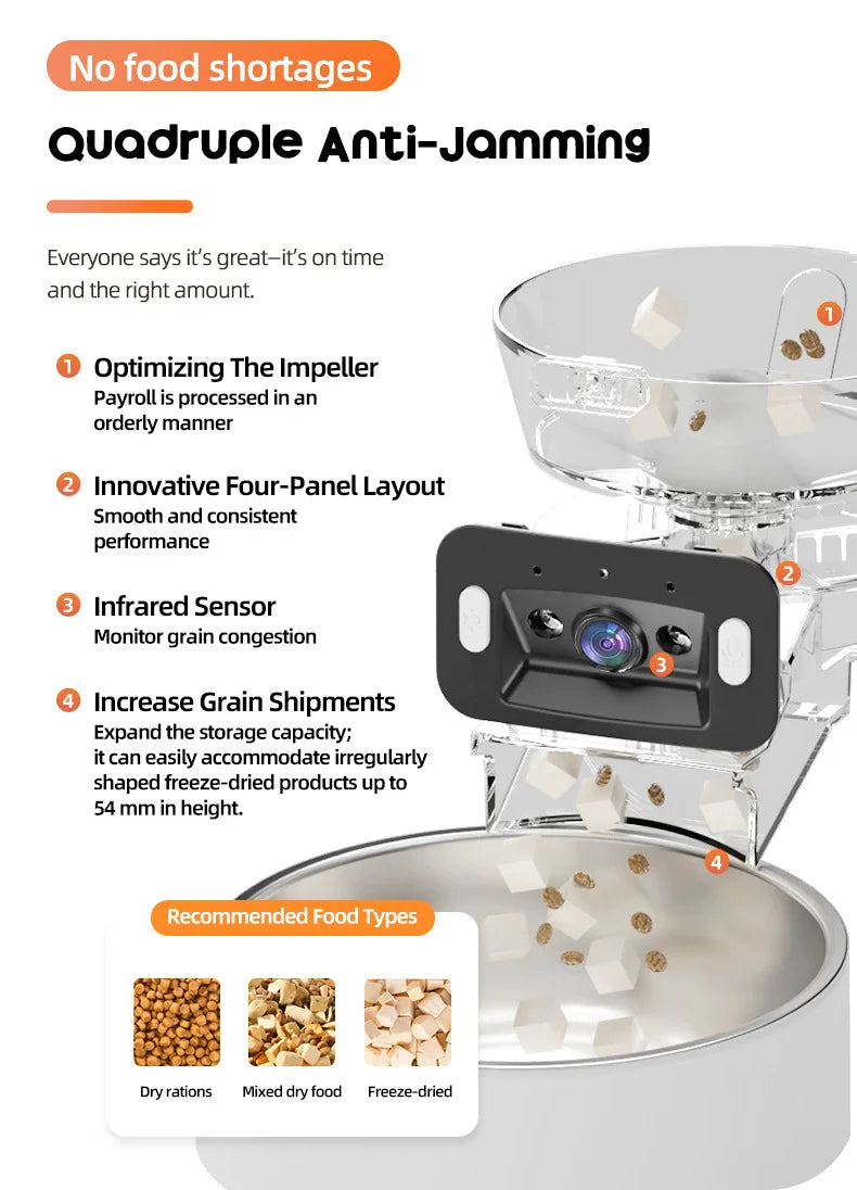 Automatic Camera Automatic Pet Feeder Water Fountain WIFI APP Video Smart Dog 5L Food Dispenser 3L Gravity Water Drinker Bowl