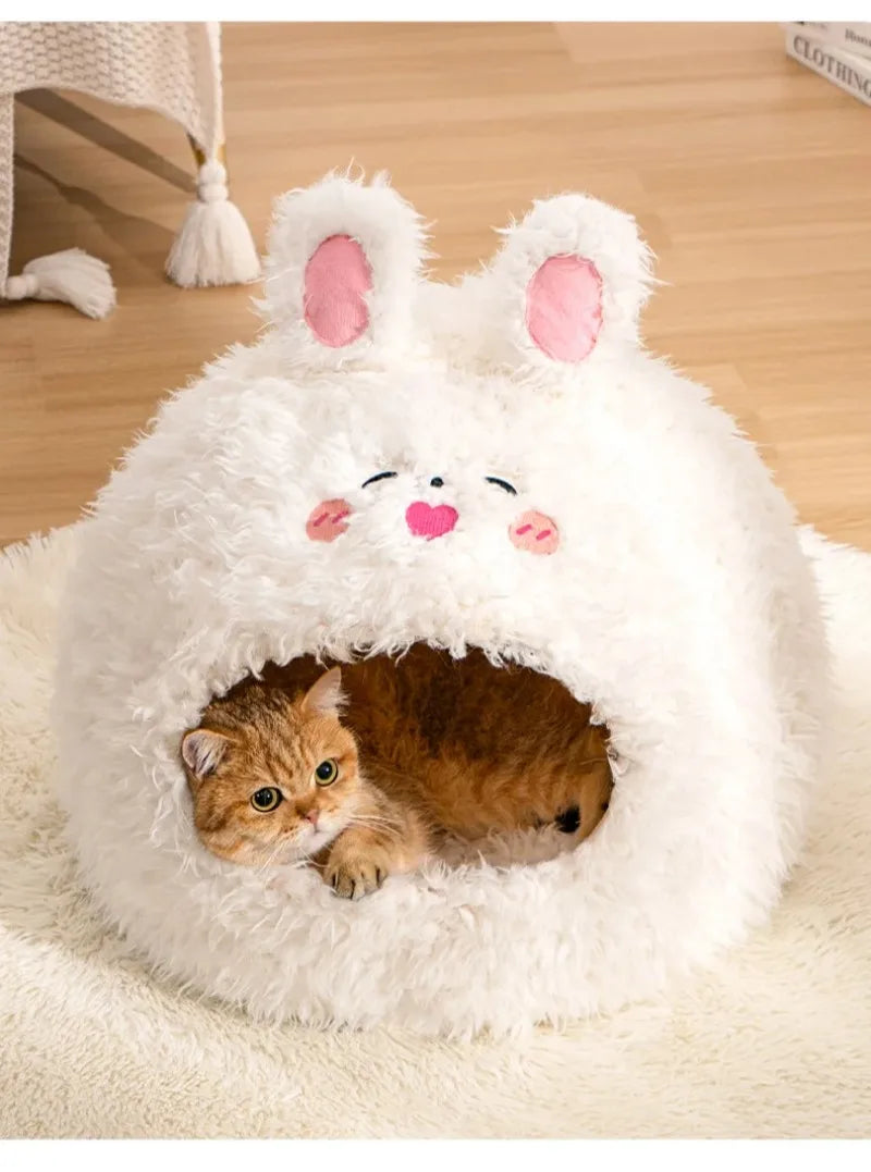 Lit maison ultra-doux pour chat et petit chien — peluche chaude et confortable
