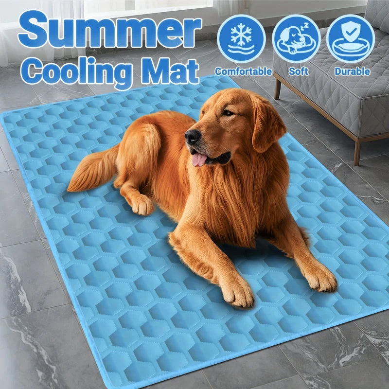 Dog Cooling Mat Summer Washable Portable Pet Cooling Pad for Dogs Cat Ice Silk Blanket Sofa Breathable Sleeping Mat