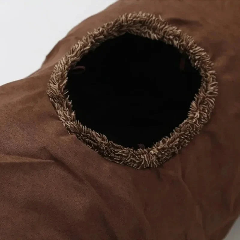 Cat Tunnel Foldable Large Brown Suede Interactive Pet Toy With Peepholes Bubble Ball Indoor Outdoor Collapsible Hot New