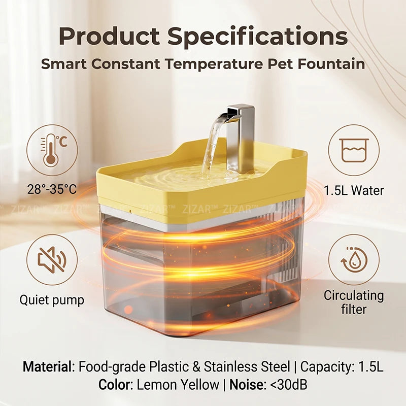 Fontaine à eau intelligente à température constante pour chat et chien – 25-30°C