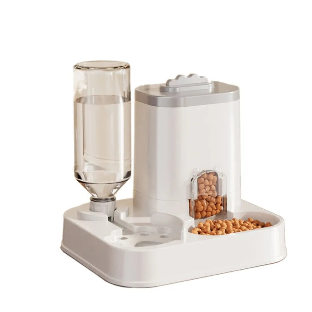 Distributeur d'eau automatique avec bassin nourriture intégré sans pile — design une pièce pour chats et chiens