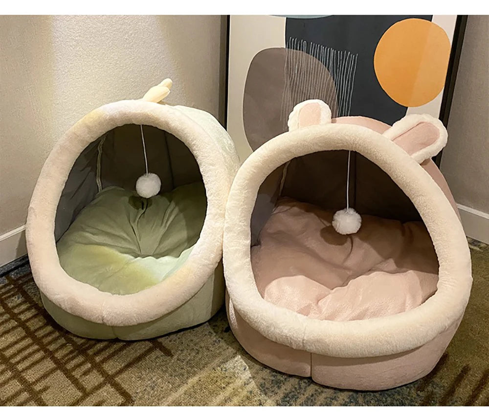 Lit grotte pliable et lavable pour chat et petit chien — sac de couchage cave