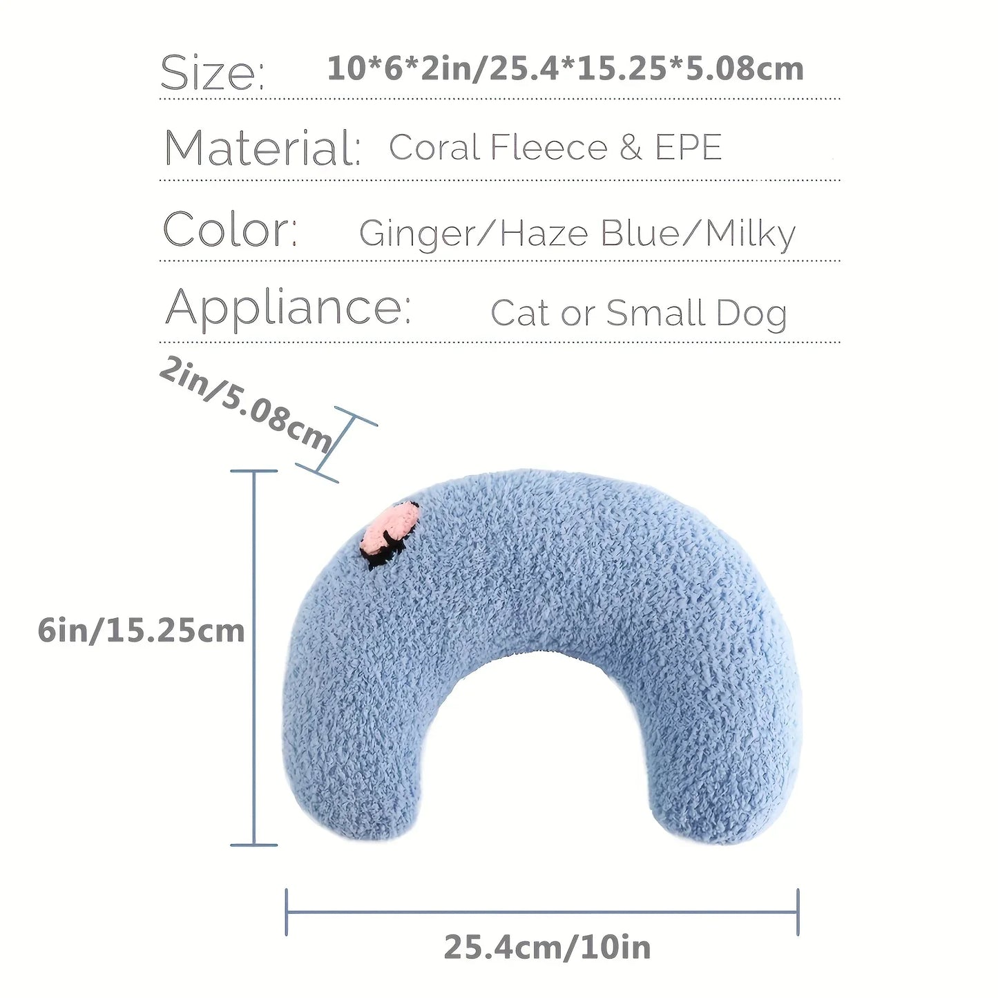 Oreiller apaisant en U pour chat et chiot — coussin soutien cervical pour sommeil profond