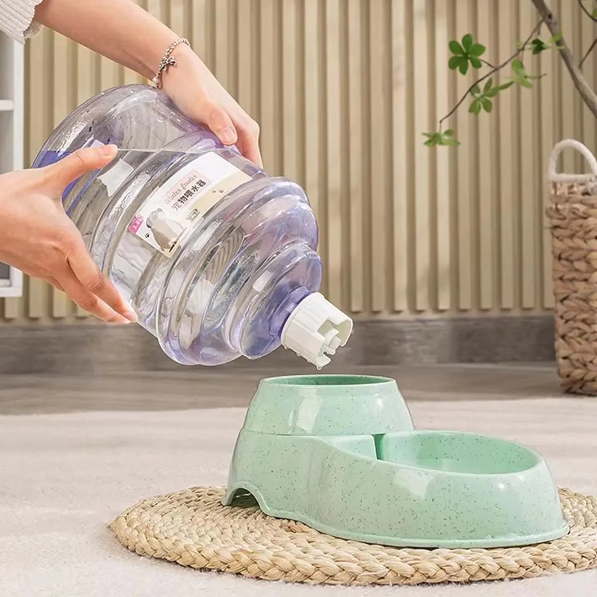 Distributeur automatique de nourriture 3,8L grande capacité avec fontaine à eau pour chats et chiens