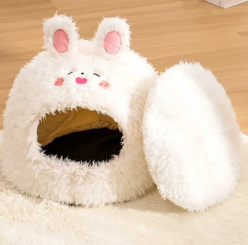 Lit maison ultra-doux pour chat et petit chien — peluche chaude et confortable