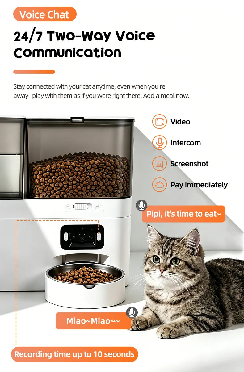 Automatic Camera Automatic Pet Feeder Water Fountain WIFI APP Video Smart Dog 5L Food Dispenser 3L Gravity Water Drinker Bowl