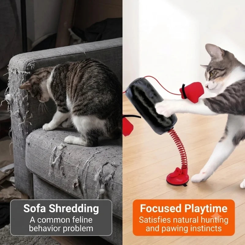 Interactive Cat Speed Bag Toy with Spring Gooseneck Self-Play Boxing Toy Relieves Boredom Exercise Training Gift for Kittens