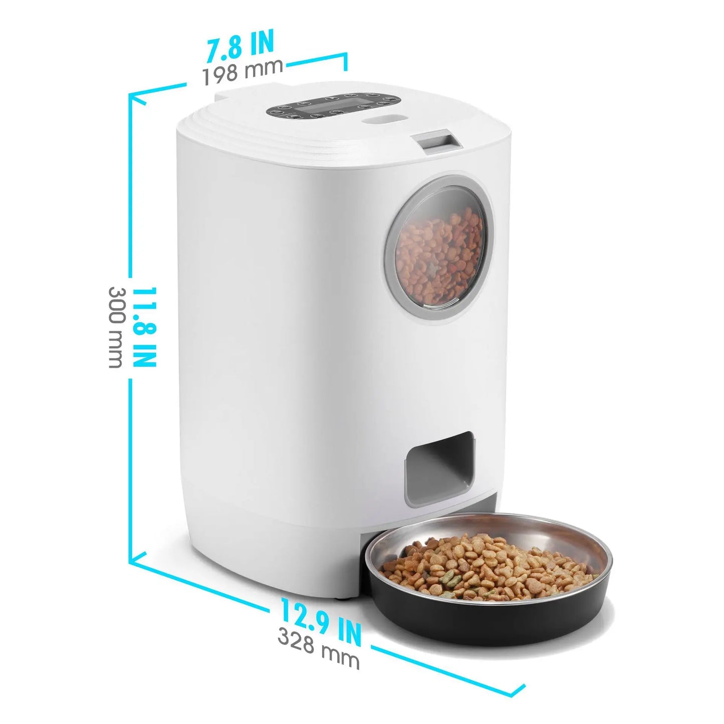 Distributeur intelligent grande capacité avec minuterie, portions programmées et enregistreur vocal