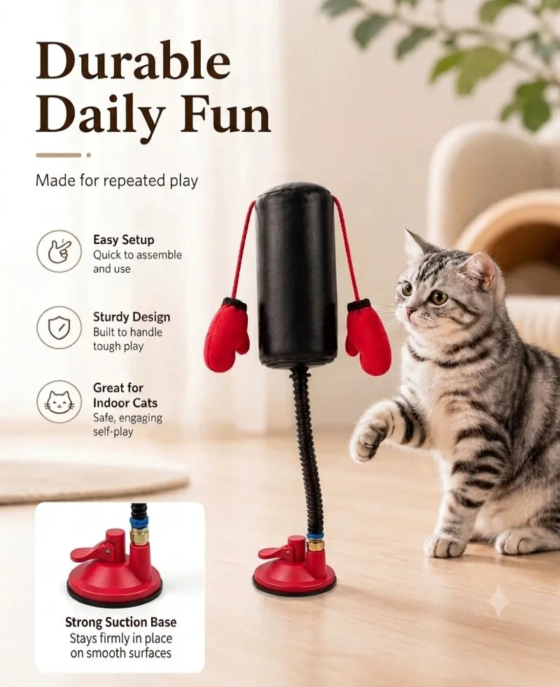 Interactive Cat Speed Bag Toy with Spring Gooseneck Self-Play Boxing Toy Relieves Boredom Exercise Training Gift for Kittens