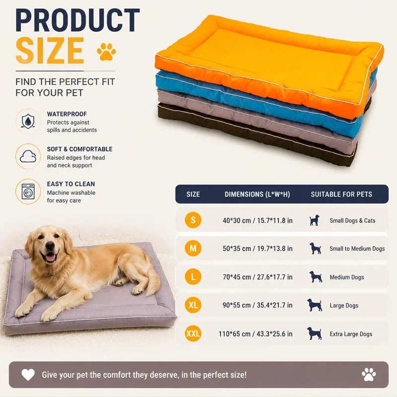 Waterproof Dog Bed Oxford Pet Cushion for All Seasons Thickened Memory Foam Filling Bite-resistant Pet Mat Pet Supplies Dog Cushion