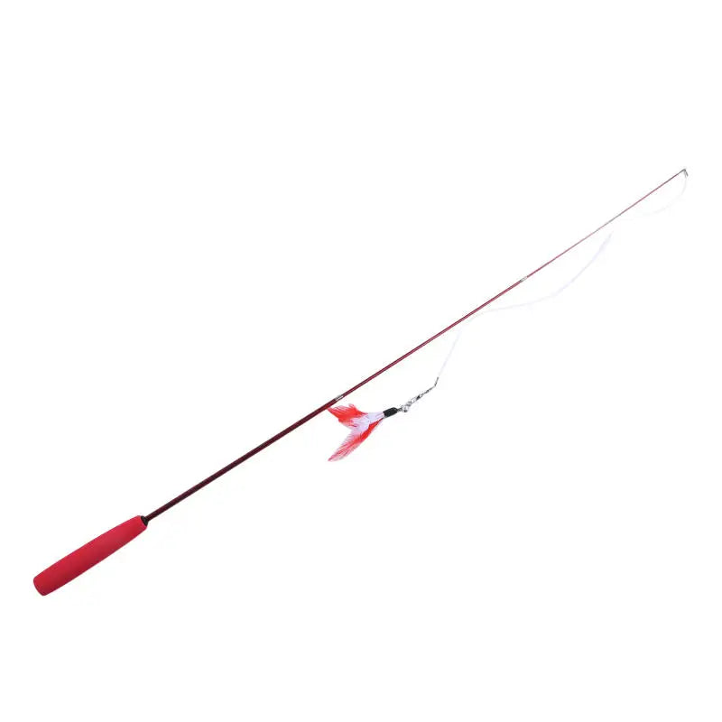 Interactive Cat Feather Toy Feather Teaser Stick Wand Pet Retractable Feather Bell Refill Replacement Catcher Product for Kitten