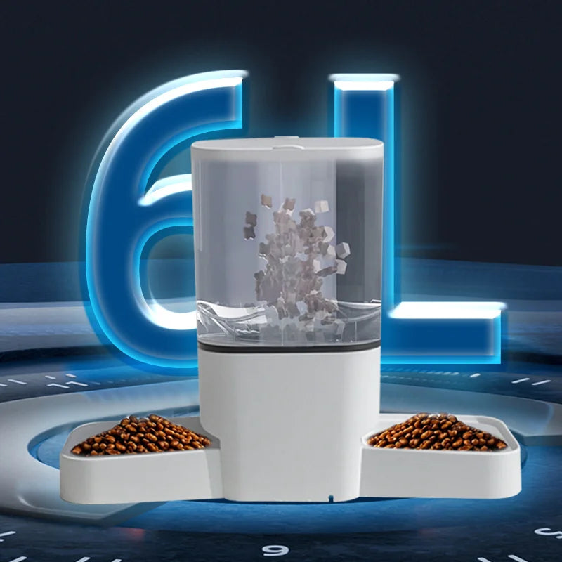 Distributeur automatique de nourriture 6L avec minuterie intelligente et contrôle Tuya pour chiens et chats