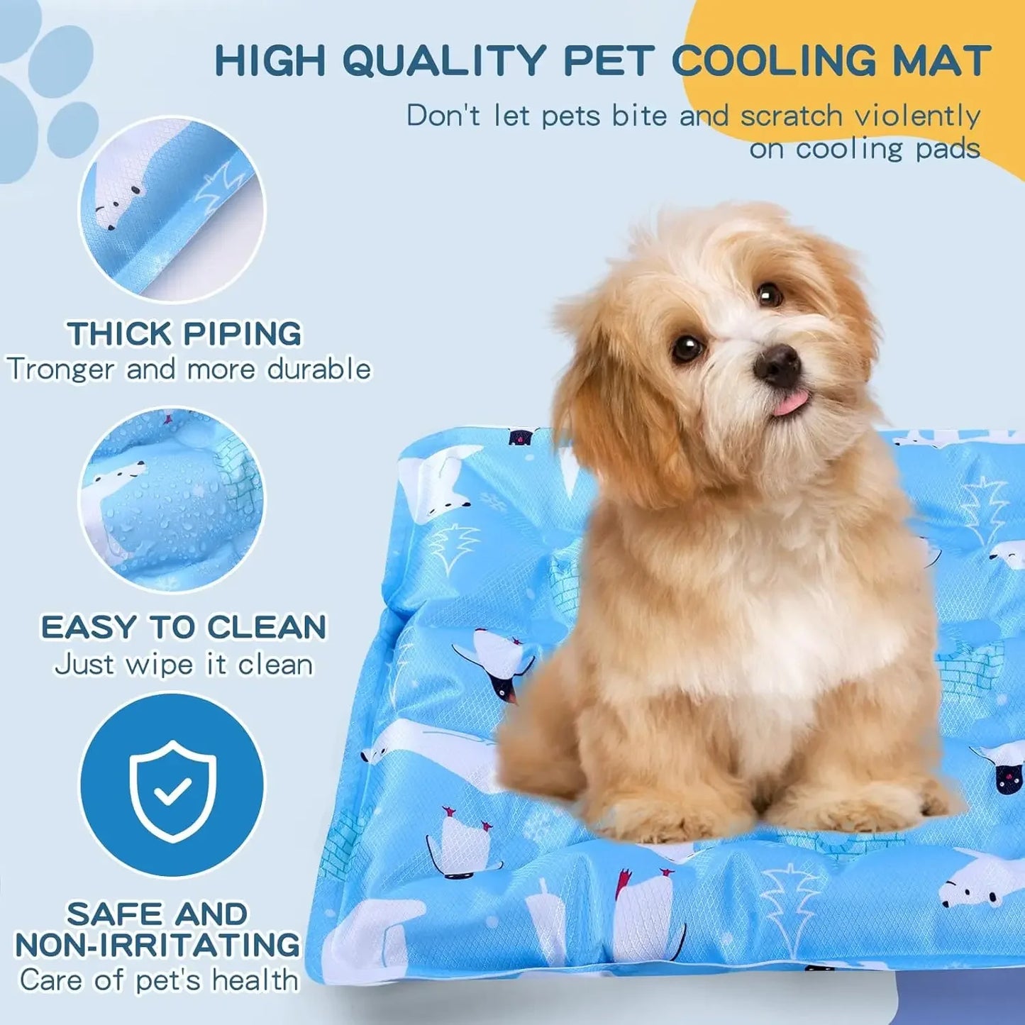 Tapis rafraîchissant réutilisable pour chien et chat — couverture glace durable canapé été