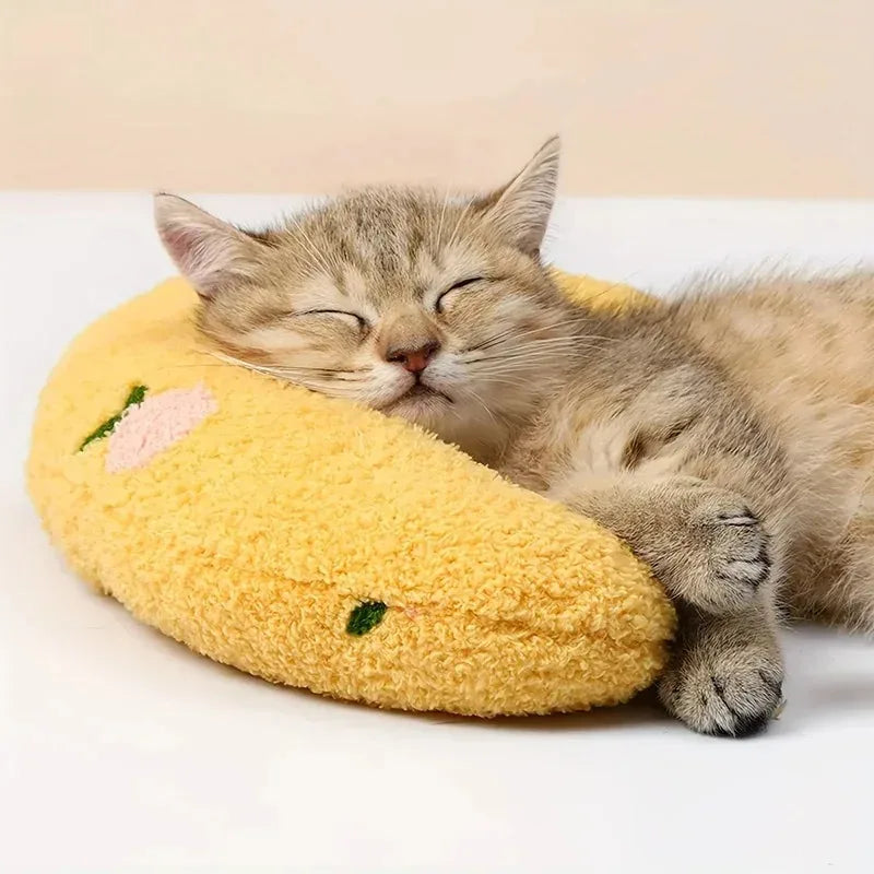 U-Shaped Pet Pillow Soft Plush Neck Support Cushion with Cute Embroidery for Cats Dogs Small Pets Sleeping Rest
