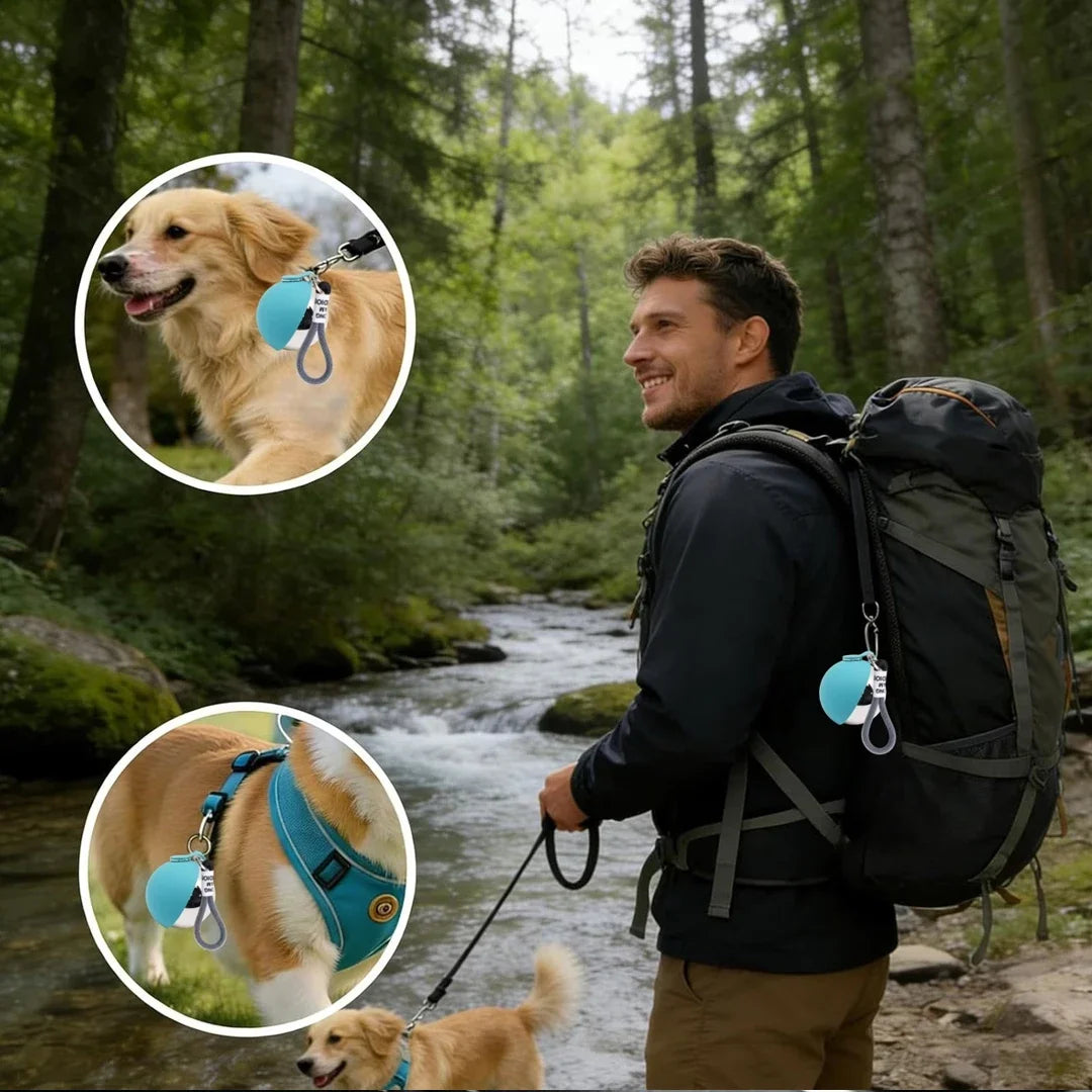 Gourde 2 en 1 portable pour chien avec bol pliable intégré — promenades, randonnées et voyages