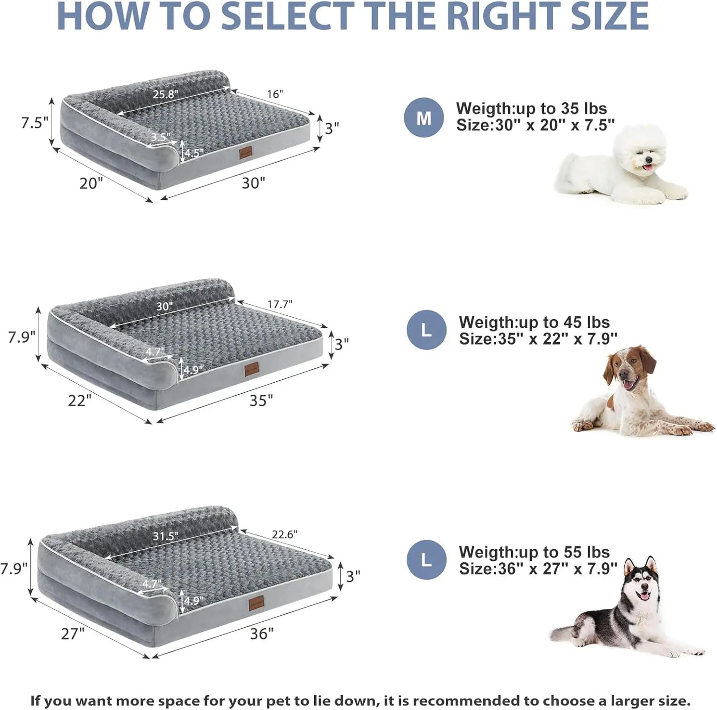 Lit orthopédique pour grands chiens — style canapé imperméable avec housse lavable et base antidérapante