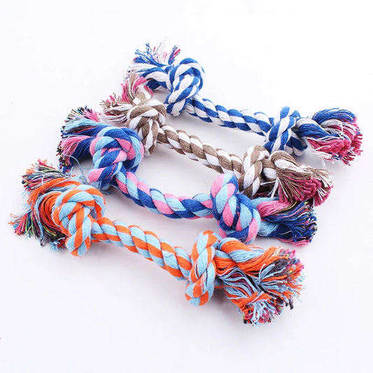 Jouet corde double nœud en coton pour chien et chat – Résistant aux morsures, couleur aléatoire