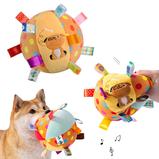 Balle interactive en peluche avec clochette pour chien – Résistante aux morsures, entraînement et décompression