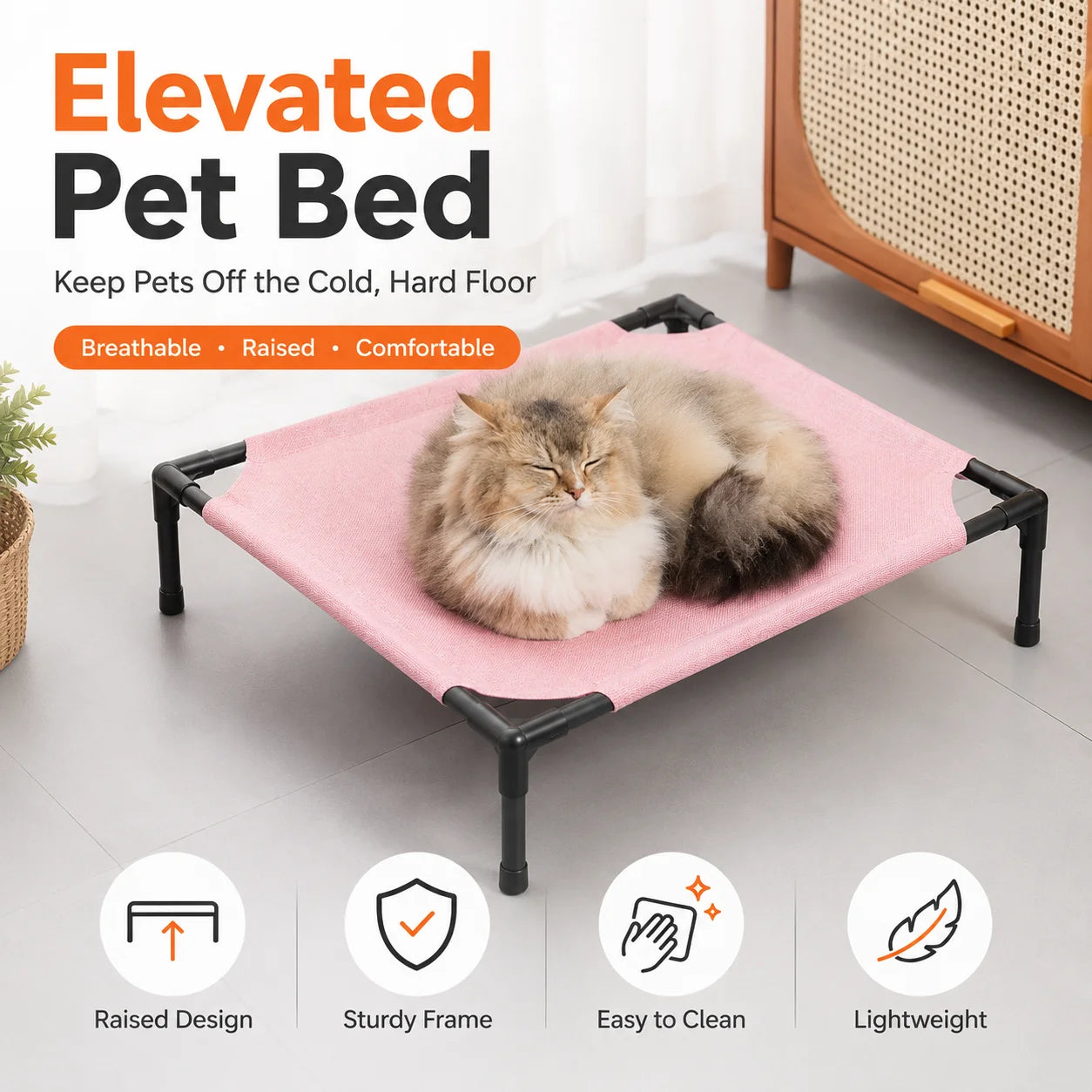 Pet Camping Bed Elevated Bed for Dogs Folding Puppy Camping Bed Cat House Portable Removable Washable Puppy Beds Dog Hammock