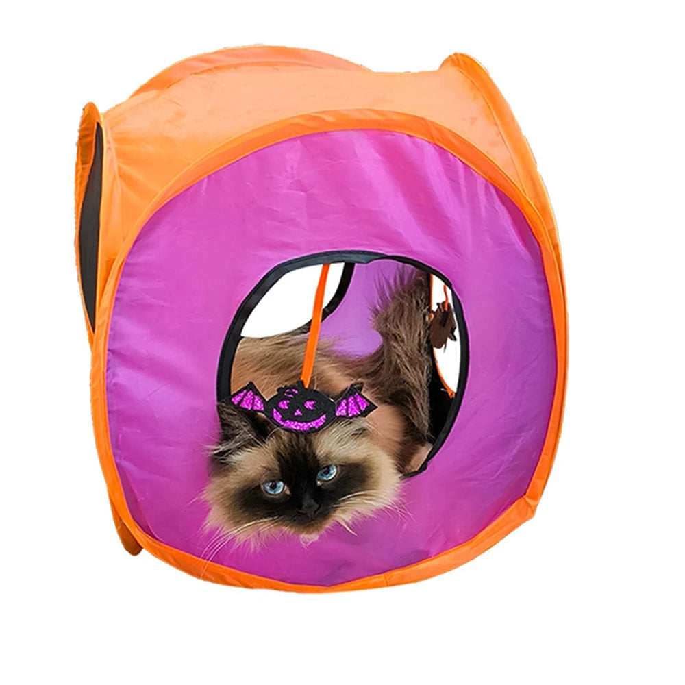 Fun Cat Tunnels Inside Foldable Cube Cat Tent Kitty Puppy Toys Tent House Interesting Pet Tunnel Toy Small Dog Playing Training