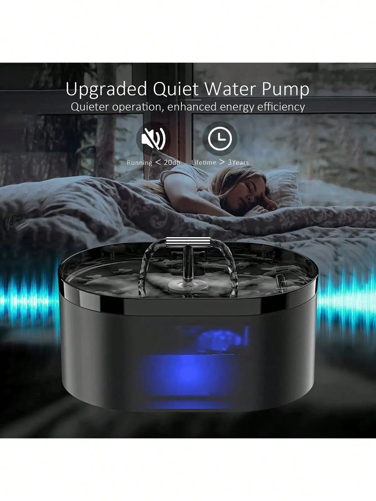 Cat Water Fountain or Filter, 2.2L Automatic Cat Drinking Fountain with Super Silent Pump and Activated Carbon Filter, Cat Fou