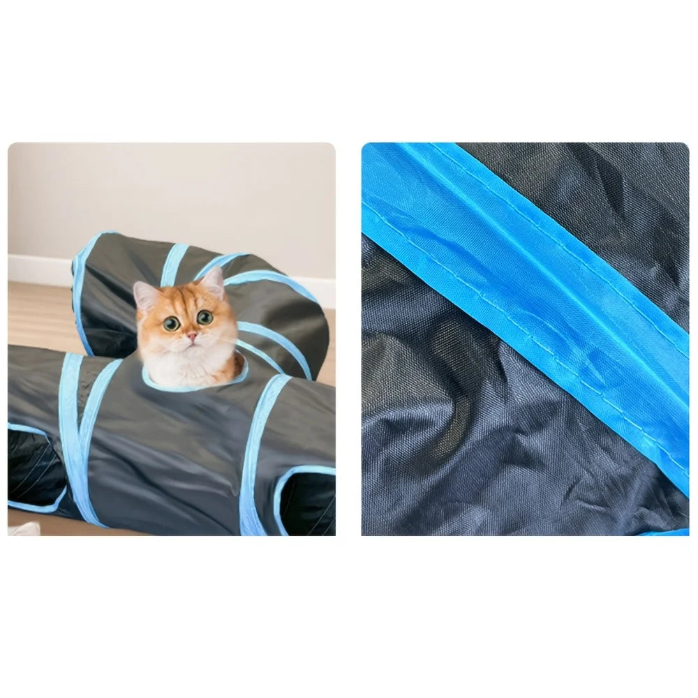 Cat Tunnel Foldable Kitty Tunnel Pet Supplies T Cross Pass Play Tunnel Cat Toy Breathable Drill Barrel for Indoor Loud Paper