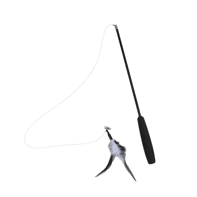 Interactive Cat Feather Toy Feather Teaser Stick Wand Pet Retractable Feather Bell Refill Replacement Catcher Product for Kitten
