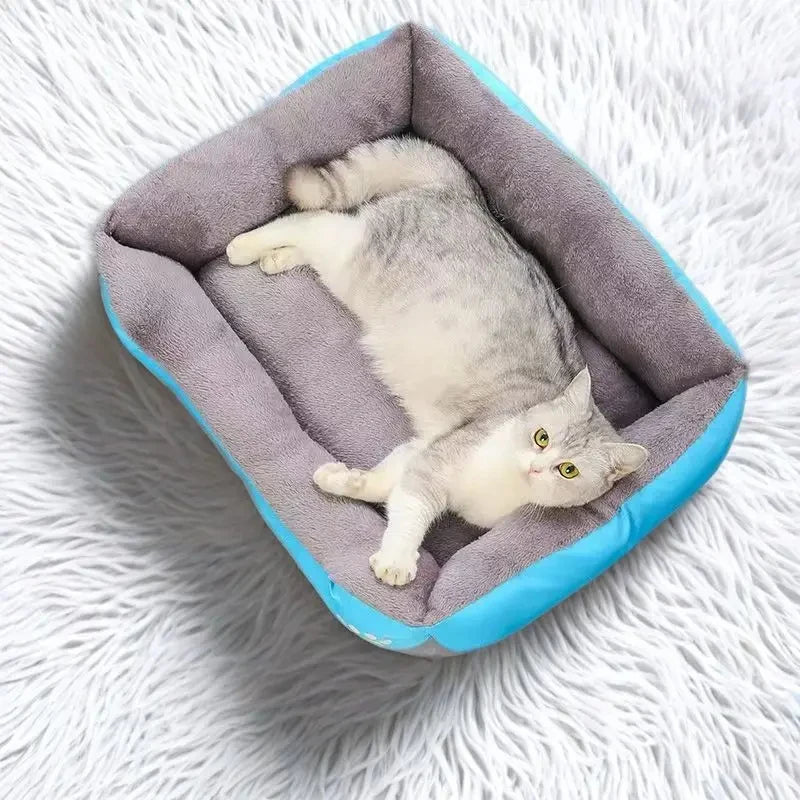 Long Plush Calming Dog Bed Large Pet House - Deep Sleeping Warm Soft Cushion, Non-Slip Bottom for Puppy Chihuahua & Cats
