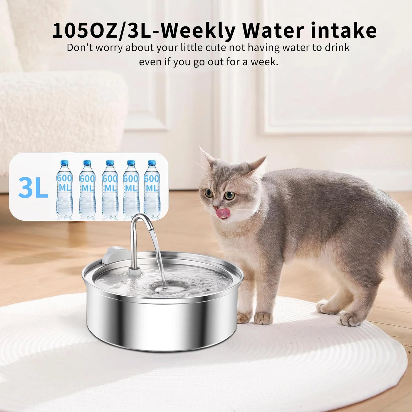 Fontaine à eau automatique en acier inoxydable pour chat et chien – Distributeur intelligent