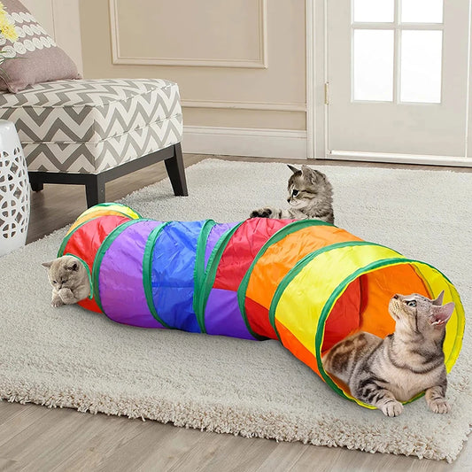 Tunnel pliable interactif pour chat et chaton – Jouet d'entraînement amusant pour chiots et chatons