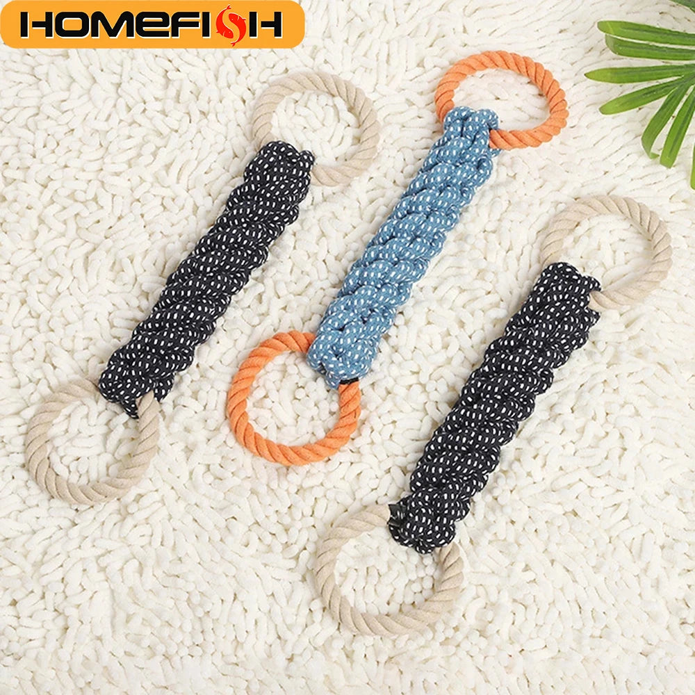 Double-Ring Cotton Blend Dog Rope Toy - Durable, Bite-Resistant & Interactive for Tug Play, Fit Medium to Large Dog Breeds