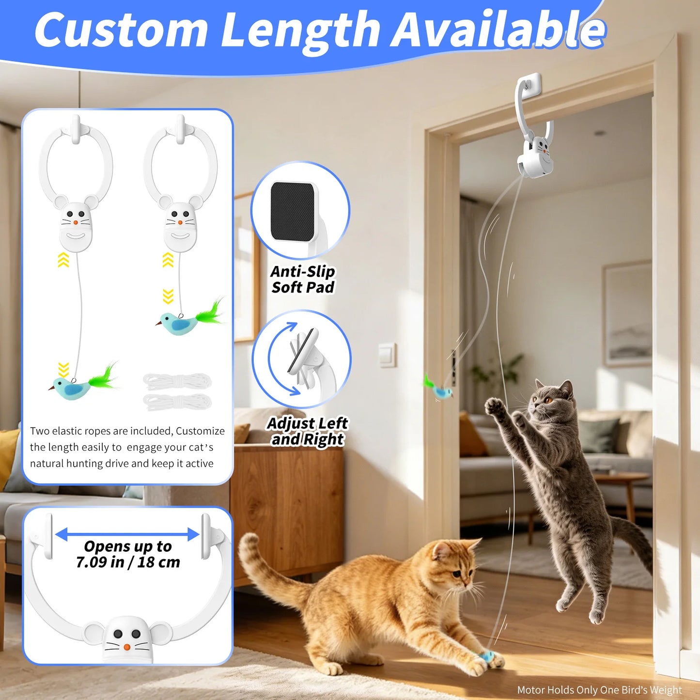 Interactive Cat Toys for Indoor Cats, Rechargeable Durable Safe Hanging Cat Toy for Bored Kittens & Adult Cats