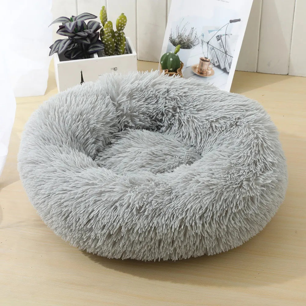 Lit donut grand format ultra-doux lavable pour chiens et chats — toutes tailles