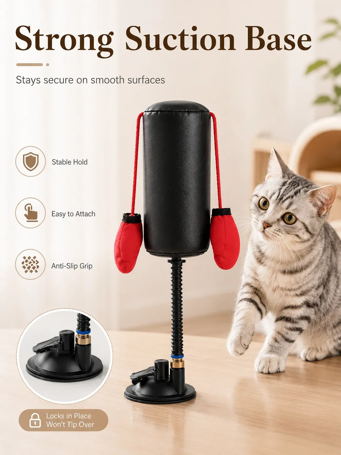 Interactive Cat Boxing Punch Toy, Multifunctional Stimulation Play Game for Indoor Kitten Self-Play & Stress Relief