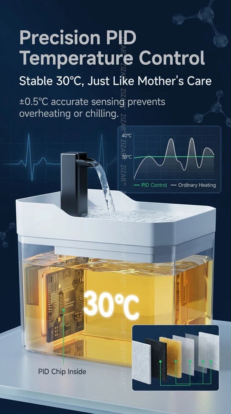Fontaine à eau intelligente à température constante pour chat et chien – 25-30°C