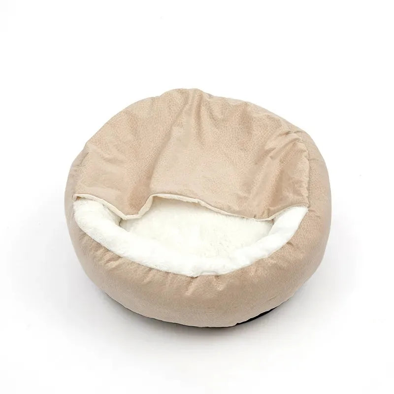Lit orthopédique avec couverture à capuche pour chien et chat — chaud, imperméable et lavable