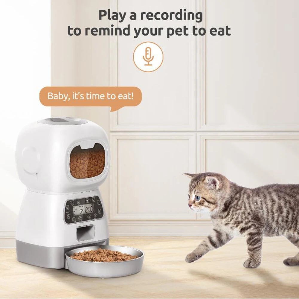 Distributeur automatique de nourriture 3,5L WiFi avec enregistreur vocal pour chats et chiens
