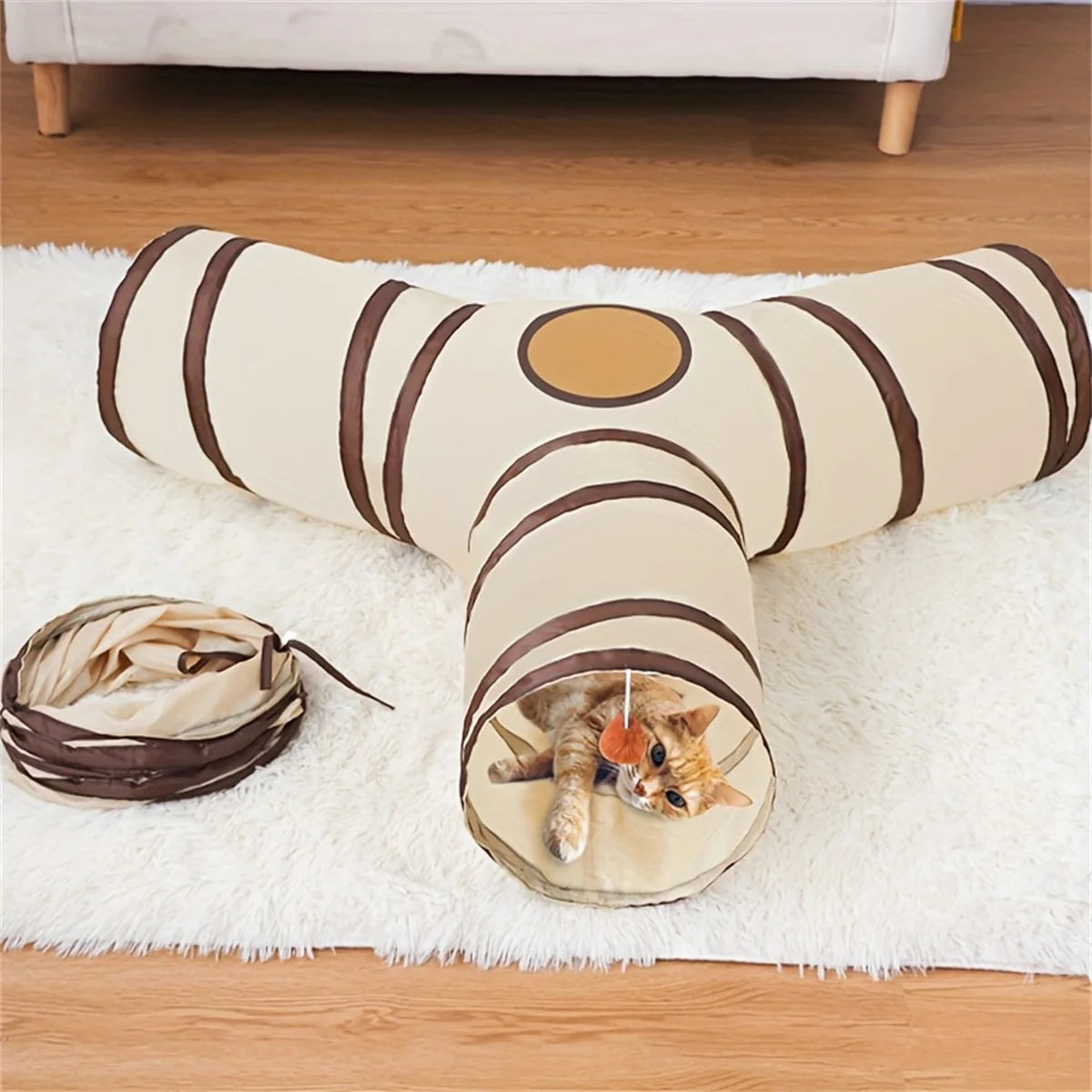 Foldable Cat Tunnel Toy, Collapsible All-in-One Pet Storage Cat Tunnel Toy Suitable for All Seasons