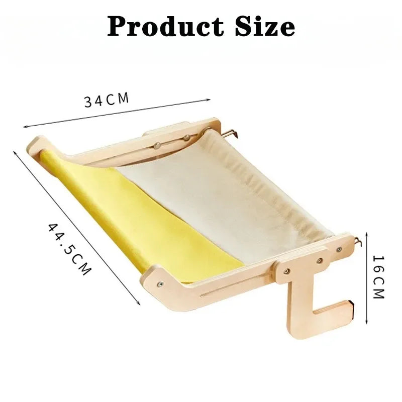 Window Mounted Cat Hammock Solid Wood Hanging Bed Sunbathing Nest for Cats Winter Pet Supplies Space Saving Indoor Furniture